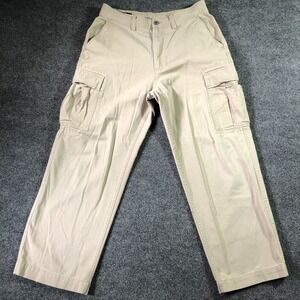 Polo Ralph Lauren Cargo Pants Men's 34x30 Beige Canvas Wide-Leg Army Vintage Y2K